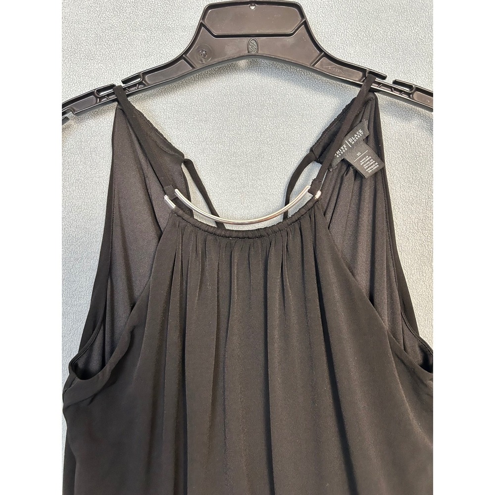 White House Black Market Womens Halter Jumpsuit Black Silver Ring Detail Size 10 - Picture 3 of 9